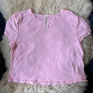 Anthropologie Pink Ribbed Baby Tee